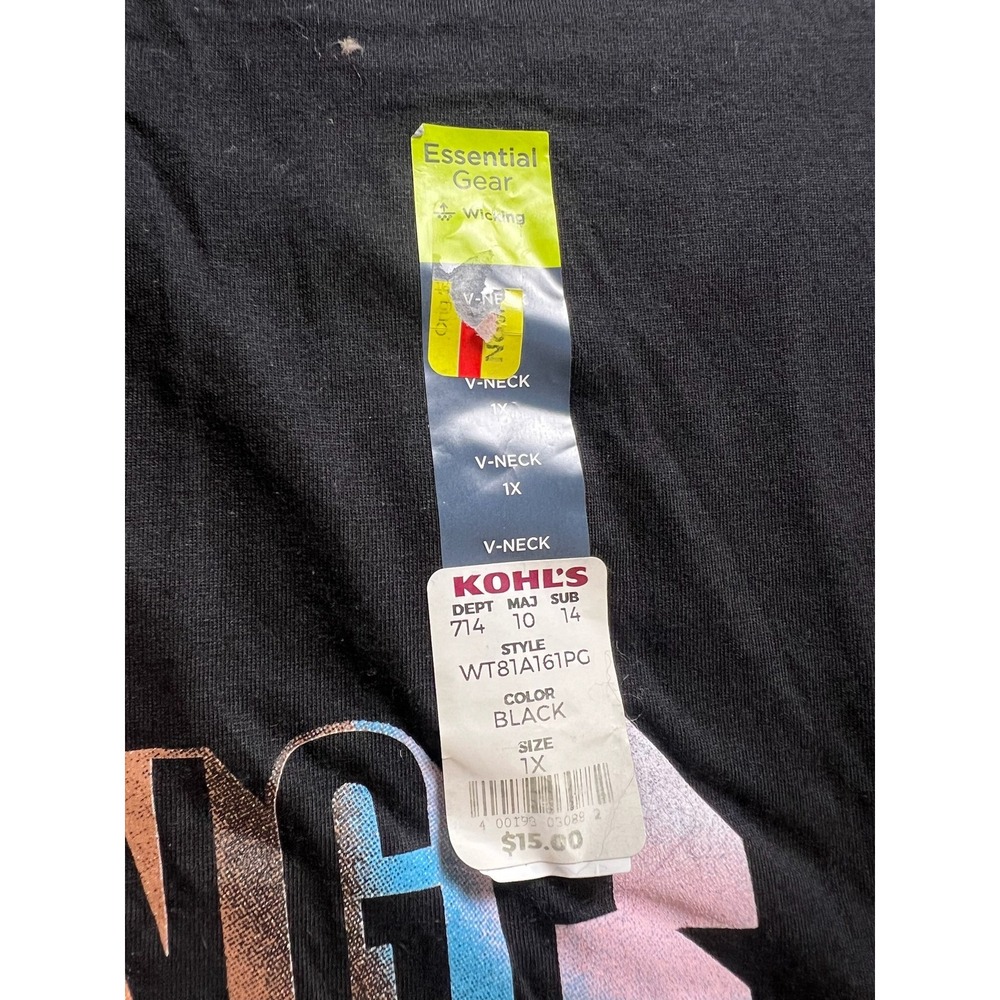Tek Gear Womens 1X Be The Change Rainbow Graphic V-Neck T-Shirt Black NWT - Picture 3 of 4